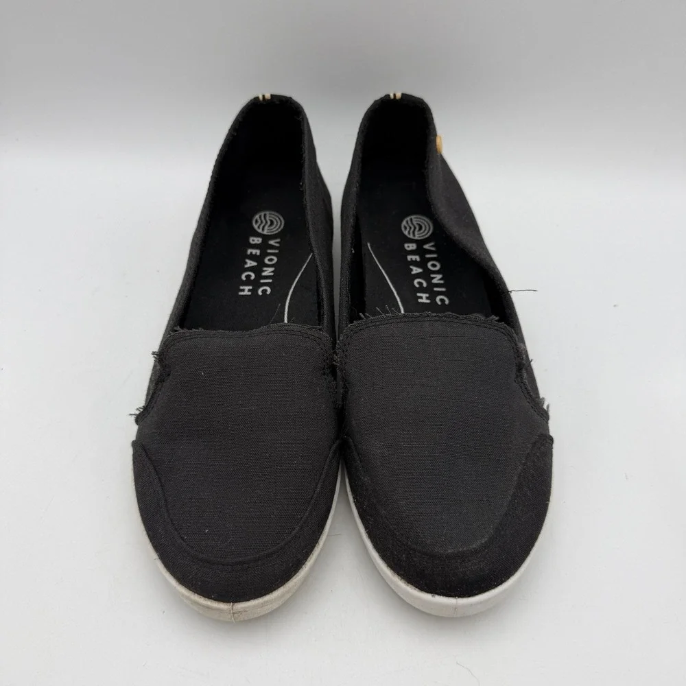 Vionic Beach Manzanita Slip On Sneakers Womens 7.5 Black Canvas Casual Shoes